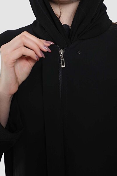 Stylish Fashion عباية من ستايلش فاشن سحاب أمامي مخفي باللون الأسود