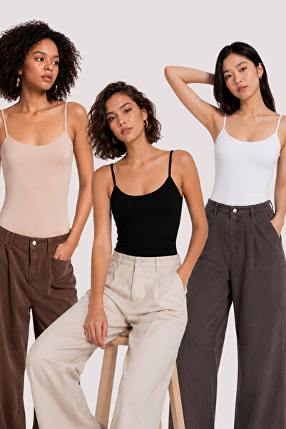 Loule Women's 3-Piece Modal & Cotton Thin Strap Flexible Basic Undershirt - 3...