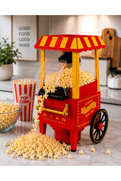 Ryan Mısır Patlatma Makinesi Yağsız Ev Tipi Popcorn Makinesi Nostaljik Retro ...
