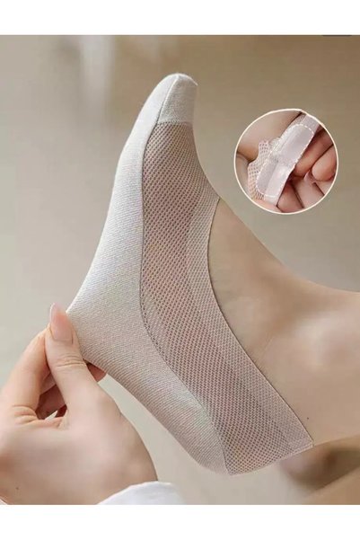 pırıltı sepeti جوارب باليه نسائية بيضاء غير مرئية، جوارب رقيقة وقابلة للتنفس مع نعل من السيليكون غير قابل للانزلاق