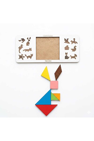 bigimeksley grup Ahşap Tangram Zeka Oyunu (27x12cm) Montessori Eğitici Puzzle...
