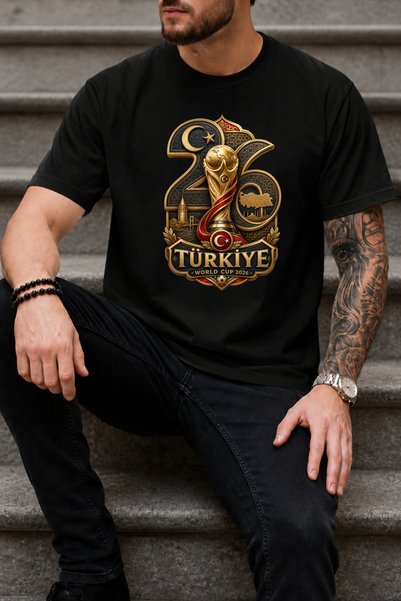 Impress Crew Neck National Team Special Design T-Shirt Turkey World Cup Oversize Comfortable Fit T-Shirt Unisex 100% Organic Cotton