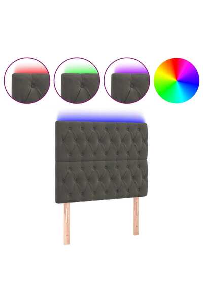 vidaxl Tăblie de pat cu LED, gri închis, 100x7x118/128 cm, textil