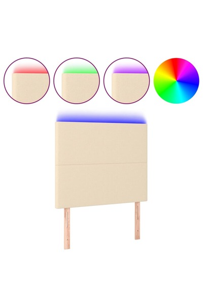 vidaxl Tăblie de pat cu LED, crem, 100x5x118/128 cm, textil