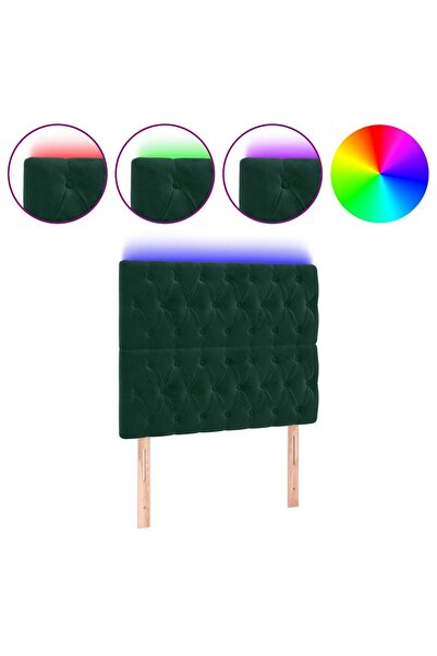 vidaxl Tăblie de pat cu LED, verde închis, 100x7x118/128 cm, catifea