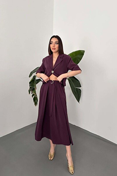 Caddebostan Moda Single Button Short Jacket and Long Skirt Two Piece Women's Set