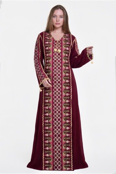 al bent al sharqieh Ladies Printed Jalabiya - Full-Sleeve crepe Dress with Al...