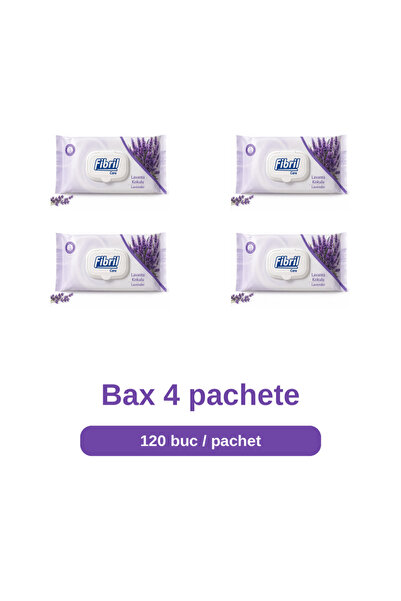 Fibril Bax 4 Pachete Care Servetele Umede Lavanda, 4 x 120 Bucati, pentru Fat...