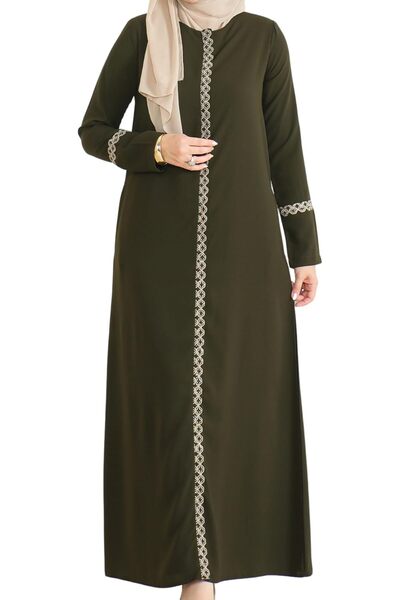 OEM Abaya rochie turcească pentru femei, brodată, cu fermoar, confortabilă, m...