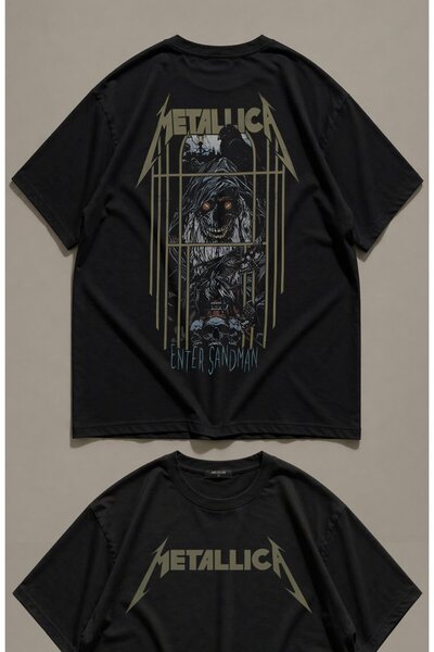 Fuddy Moda Unisex Metallica Enter Sandman majica sa zadnjim printom i okrugli...