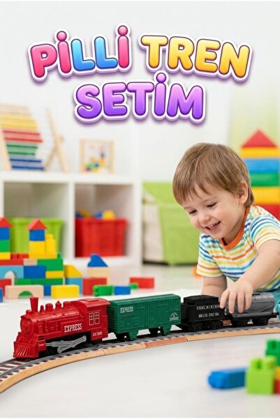 Tıfıl Toys 12 Parça Pilli Tren Seti – Işıklı ve Duman Çıkaran Modüler Ray Sis...