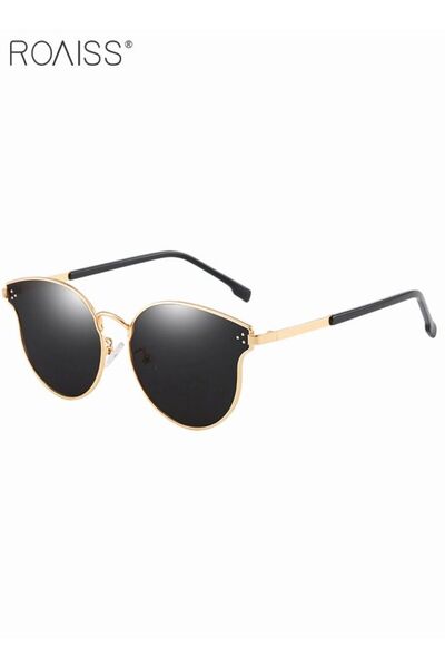 ROAISS Womens Round Polarized Sunglasses UV400 Protection Gold Metal Frame Fa...
