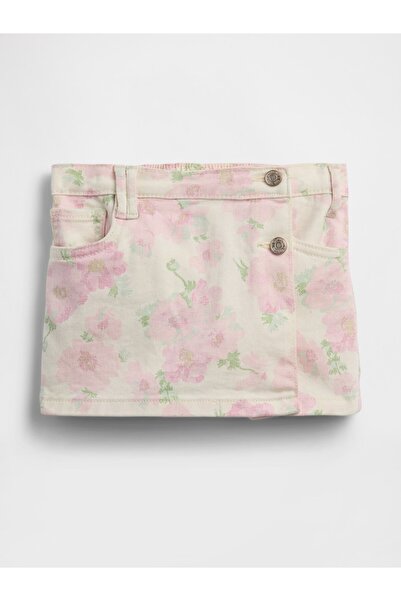 GAP Kız Bebek Kırık Beyaz Grafik Baskılı Denim Şort