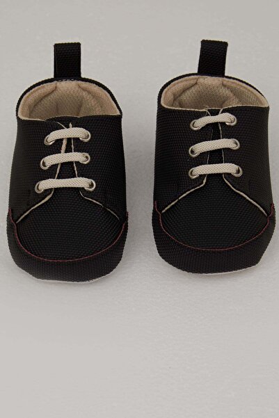 Bebiccino Baby Boy Booties with Laces, Size 18-19, Black