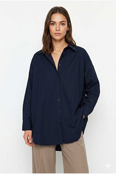NİDİBAY Oversize Standard Long Sleeve Basic Shirt