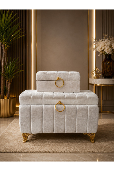 Kırçova Tekstil Gold Kulplu İKİLİ Çeyiz Sandığı Nişan, Bohça, Söz DÜĞÜN