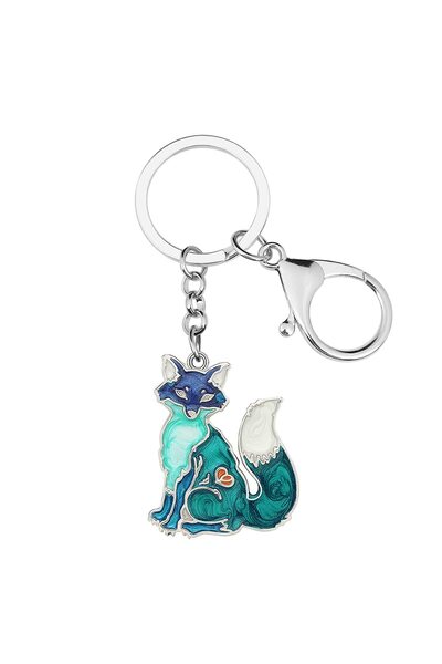 OEM Fox Enamel Keychain Cartoon Alloy Bag Pendant Cute Charm – Silver