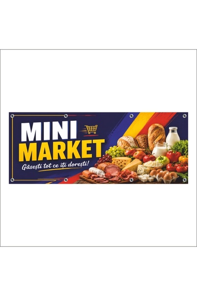 media Banner MEDIA, "Mini market" model2, 200 x 80 cm, de exterior