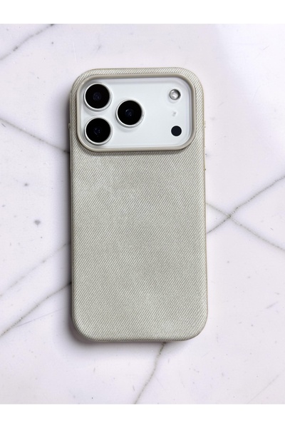 HYPERSOFT Iphone 17 Pro (6.3 inç) Uyumlu Kot Dokulu Denim Jeans Lux Magsafe K...