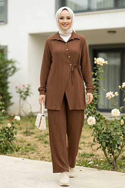 Hb Harma Time Butik Women's Buttoned Belted Strawberry Fabric Tunic Trousers ...
