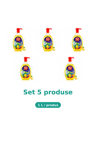 Super wash Bax 5 Pachete Detergent pentru vase Super Wash, Lamaie, 1 L, conce...
