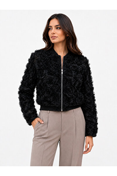 kısmet sepeti Women's Zippered Transparent Bomber Stylish Jacket