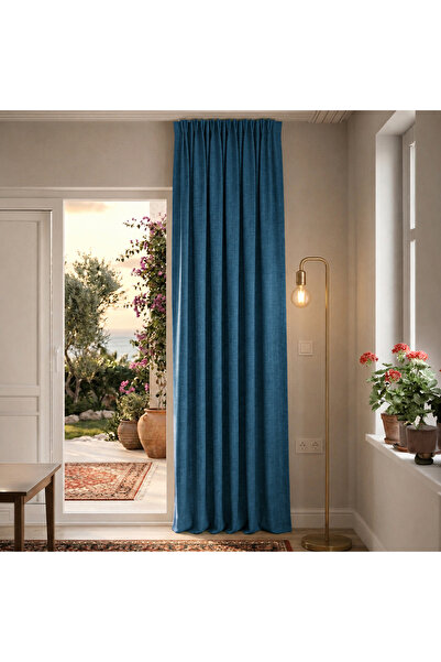 MebelPort Curtain 100% Linen Blackout Curtain 1X2 American Pleated Blackout C...