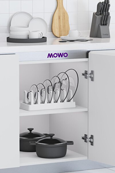 Mowo Home 2 Adet Beyaz Tencere Kapağı Organizeri, Tabaklık, Bulaşıklık, Tabak ve Kapak Organizeri