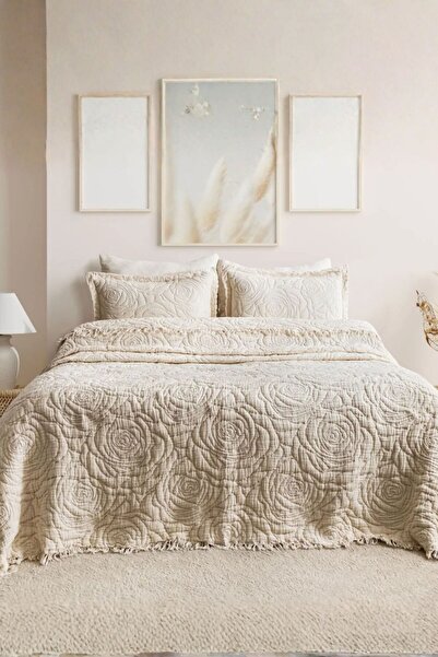 Layan Home 7 Kat Müslin Çift Kişilik Yorgan - Soft Rose Natural
