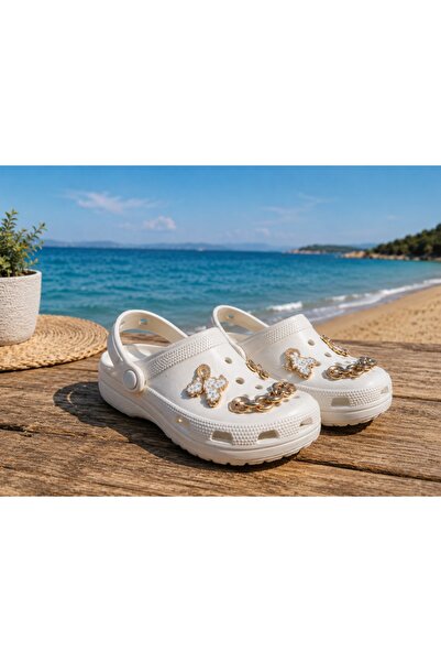 BS BEYAZ SHOES Καθημερινές, άνετες και κομψές, διακοσμημένες παντόφλες με άνε...