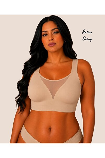 İntive Lingerie Intive Curvy Plus Size Laser Cut Seamless Thick Strap Bra wit...