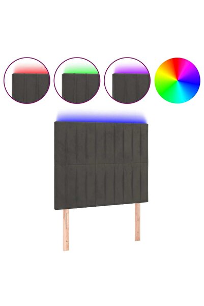 vidaxl Tăblie de pat cu LED, gri închis, 90x5x118/128 cm, catifea