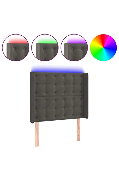 vidaxl Tăblie de pat cu LED, gri închis, 83x16x118/128 cm, catifea