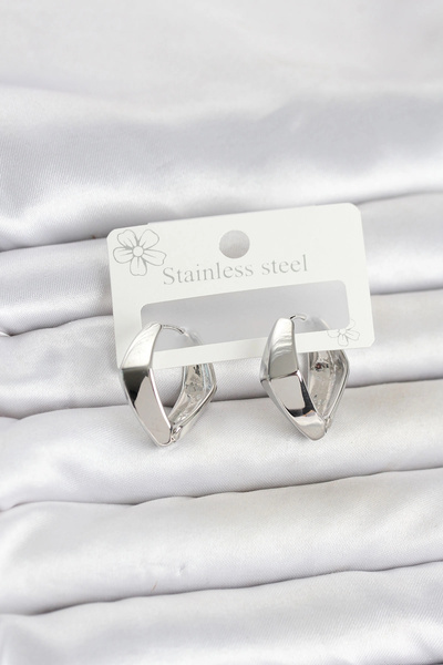 Clariss 316L Steel Silver Color Diamond Model Hoop Women's Earrings