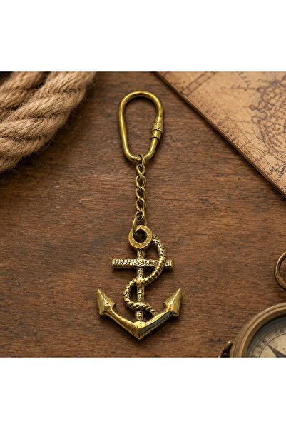 hediyeconcepti Brass Sailor Themed Keychain – Nostalgic Metal Keychain with V...