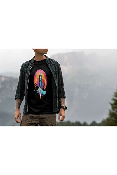 iLovePrints Space Rocket Illustration Tshirt