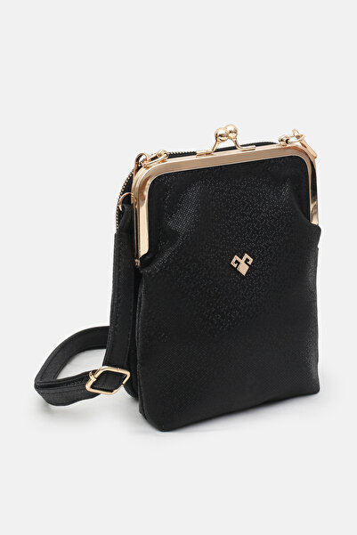 Les Crioch Geantă de umăr și crossbody pentru femei, neagră, cu model, cu 3 c...