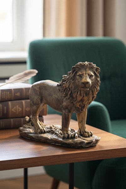DekorKutum Aslan Figürlü Dekoratif Masaüstü Biblo Heykel Ev Ve Ofis Aksesuarı