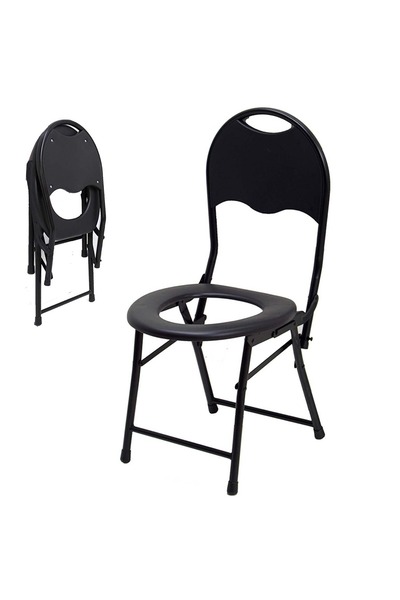 EasyLife Portable Folding Toilet Chair Heavy Duty Camping Commode Chair For E...