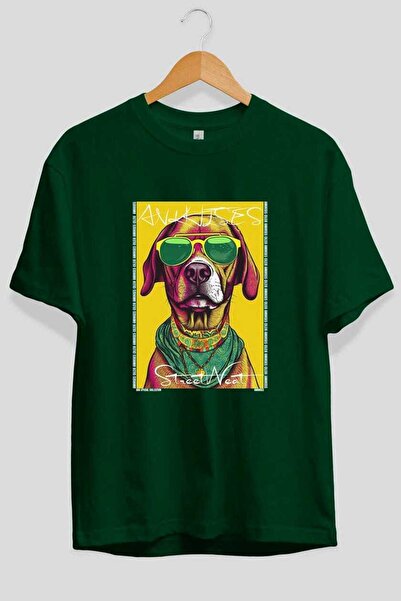 Ankhises تي شيرت Dog For Love 21 مطبوع عليه صورة كلب باللون الأخضر، مصنوع من ...