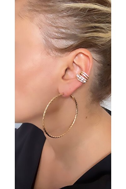 VNS Accessories Pearl and Stone Detail Cartilage Earrings