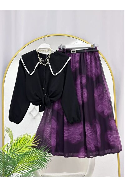 MODA MT Women's Tulle Skirt Detailed Shirt Set (Skirt Lined)