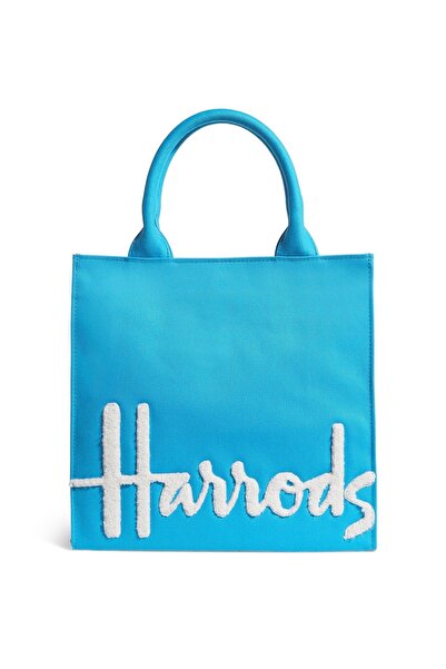 Harrods شنطة يد من القطن لون ازرق ( من شركة هارودز العالمية - لندن)