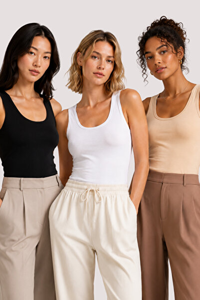 Loule Women's 3-Piece Cotton & Modal Thick Strap Flexible Basic Undershirt - ...