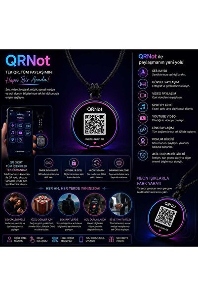 QRNot Dijital Hatıra QR Kod Kolye – Ses, Video, Görsel, Konum, Acil Durum ve ...