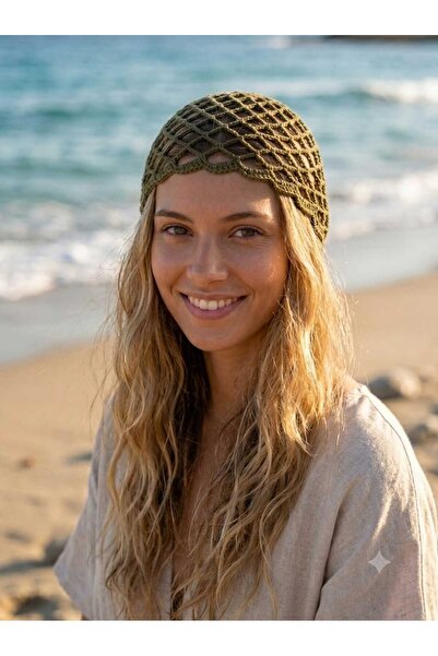 diclecollection Women's Bohemian Knitted Green Color Mesh Hat Summer Beanie, ...