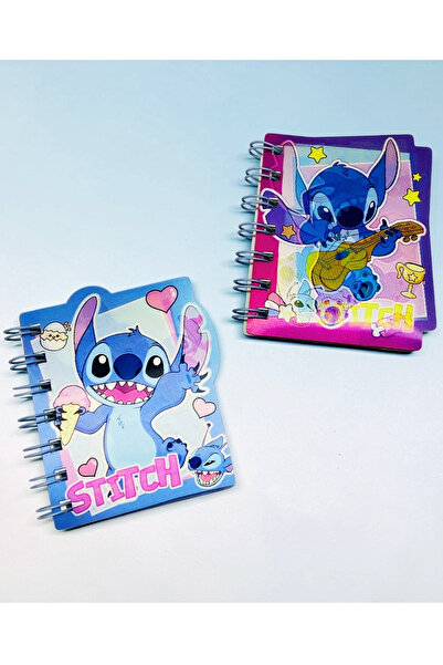 ÖZ OFİS 2'li Stitch Hologram Kapaklı Not Defteri - Spiralli Çizgili Defter He...