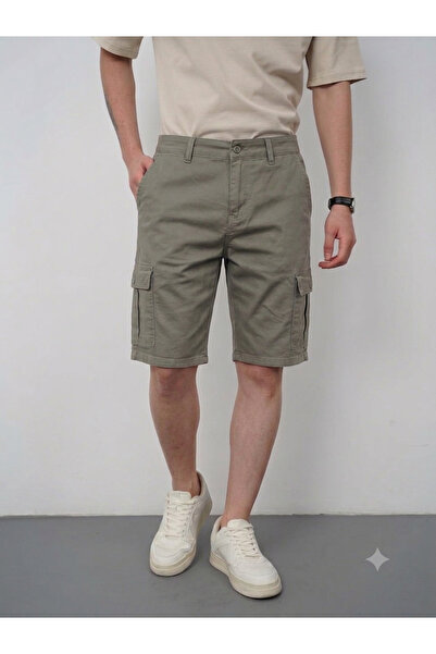 ATKGİYİM Erkek Taş / Siyah / Haki Kargo Cepli Regular Fit Casual Şort