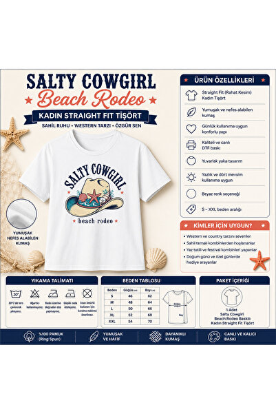 Salty Cowgirl Beach Rodeo Kadın Straight Fit Tişört