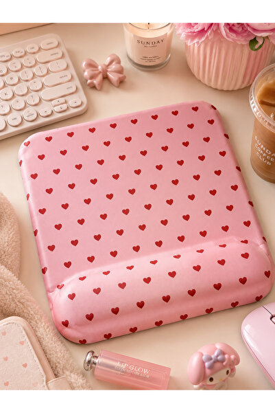 matizya Kalp Desenli Bilek Destekli Mousepad 23x19 cm Ergonomik Kaymaz Taban ...
